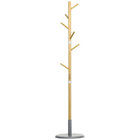 HOMCOM bamboo stand rack with 8 hooks Ø 37,8x175,6 cm Natural