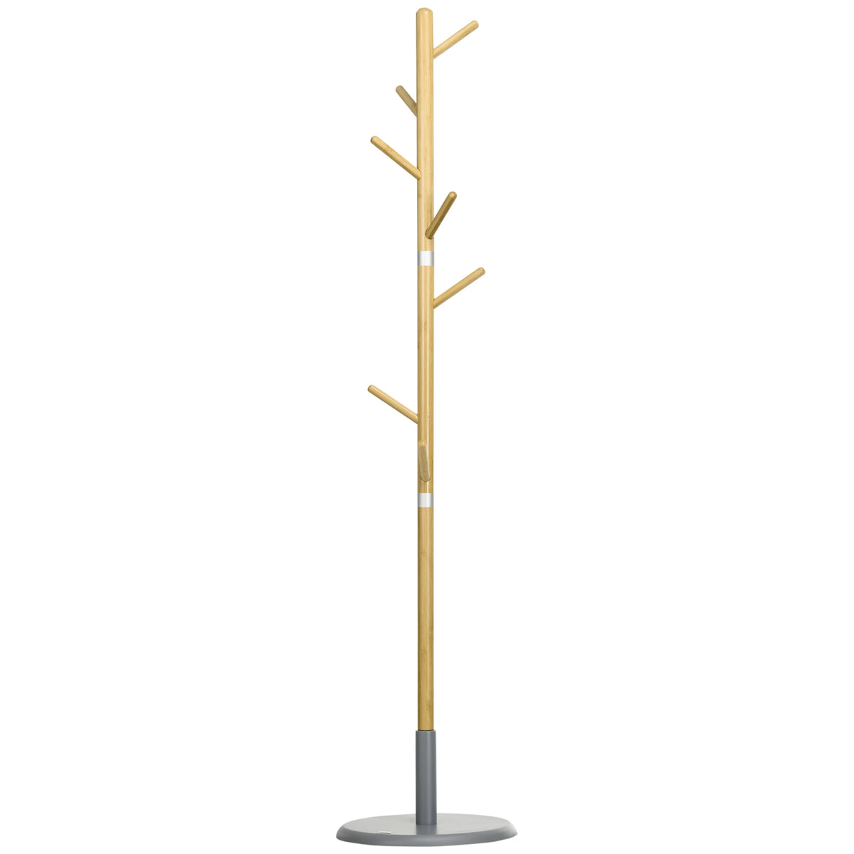 HOMCOM bamboo stand rack with 8 hooks Ø 37,8x175,6 cm Natural