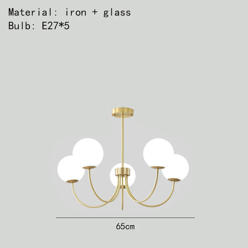 Moderner Glas-Kronleuchter mit Pendelleuchte und Metallstruktur