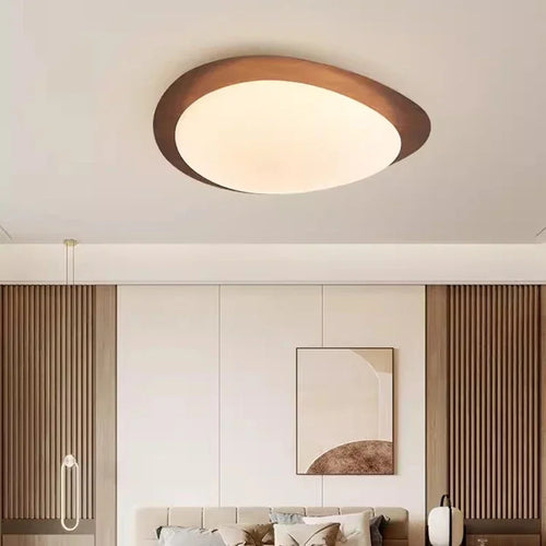 LED-Deckenleuchte aus nordischem Holz mit Acryl und Walnusskiesel - vue 3 sur 12
