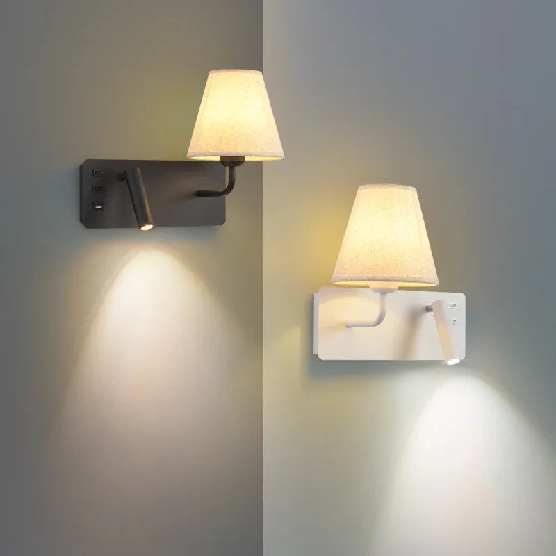 applique murale led nordique moderne avec interrupteur usb pour hôtel - vue 6 sur 10