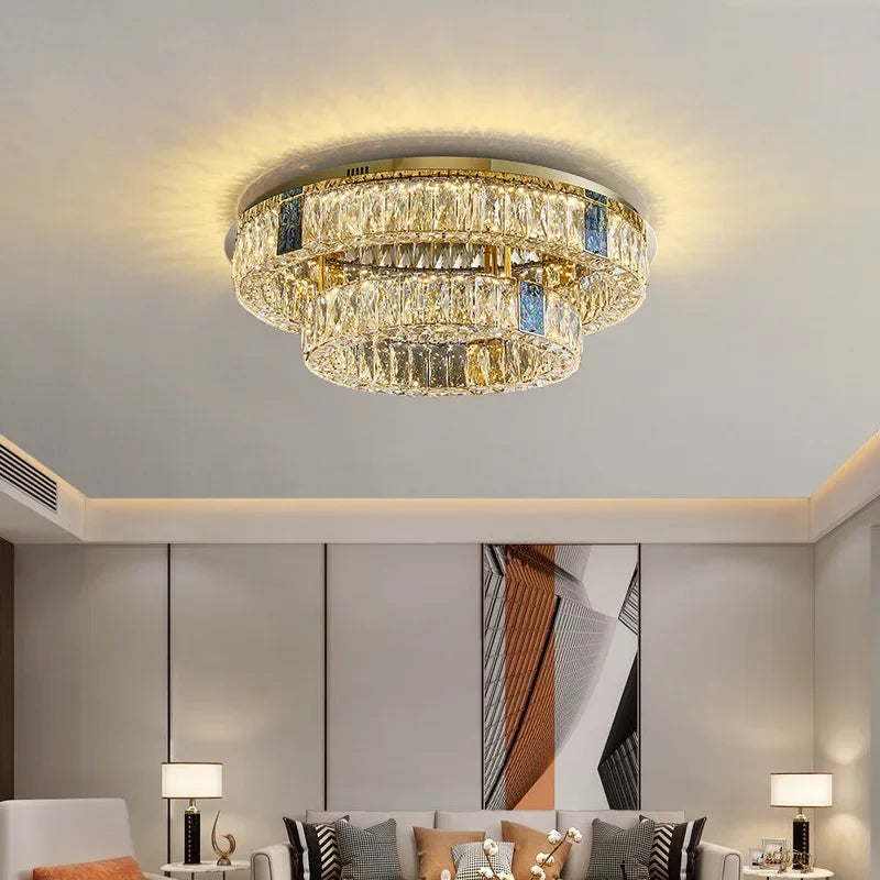 plafonnier en cristal de luxe à led pour décoration intérieure - vue 4 sur 15