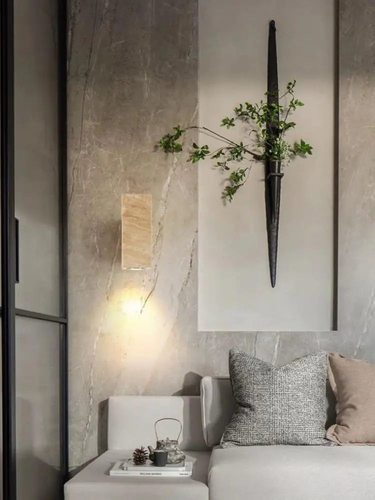 applique murale en marbre wabi sabi à led pour décoration intérieure - vue 5 sur 10