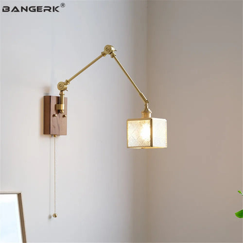 Retro-Wandleuchte mit schwenkbarem Arm und Glas-Lampenschirm - vue 6 sur 9