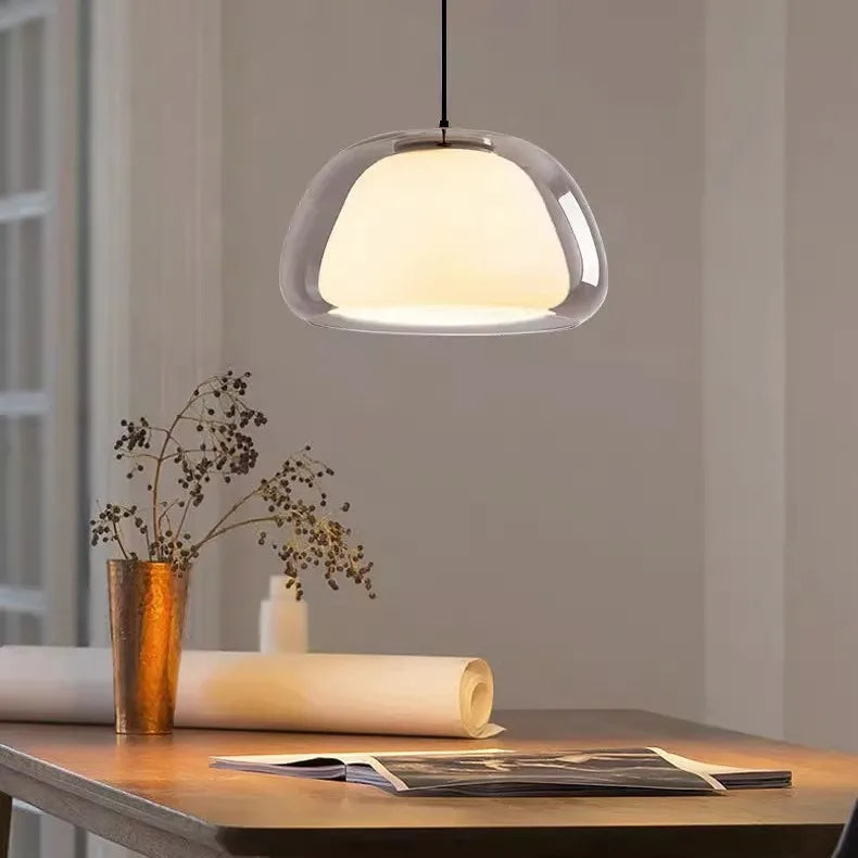 suspension en verre double couche style danois pour intérieur élégant - vue 4 sur 18
