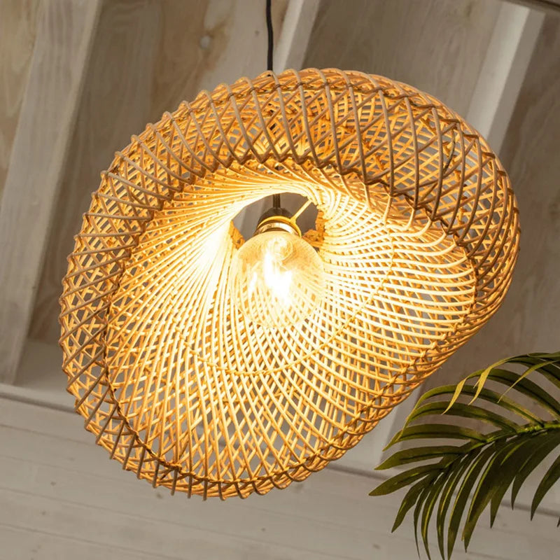 Lustre en rotin de style Wabi sabi fait à la main - vue 6 sur 8