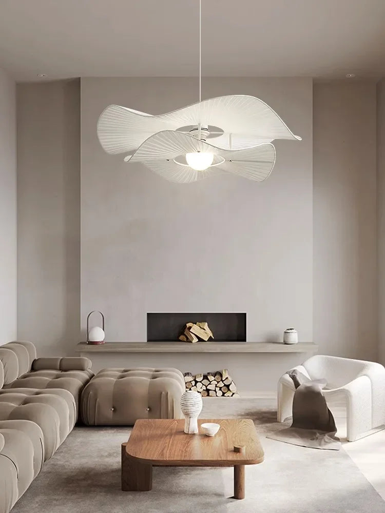 lustre Design nordique tissu LED lumières chambre salon salle à manger décoration maison fleur - vue 7 sur 7