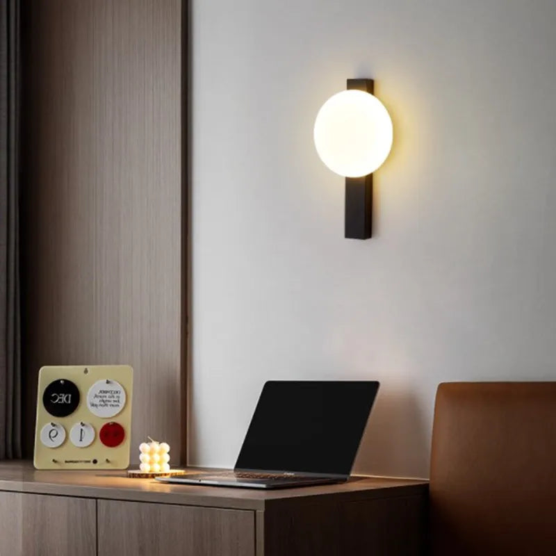 Applique murale en verre moderne noire longue orbe lumière pour salon escaliers chambre salle d'étude balcon couloir restaurant luminaires - vue 5 sur 9