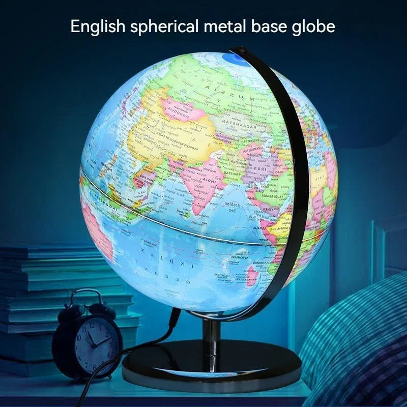 globe terrestre lumineux version anglaise carte du monde éducatif décoratif - vue 2 sur 10