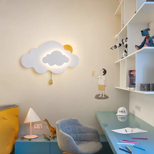 Moderne Wandleuchte in Wolkenform für das Kinderzimmer – Minimalistische Nachttischlampe - vue 2 sur 9