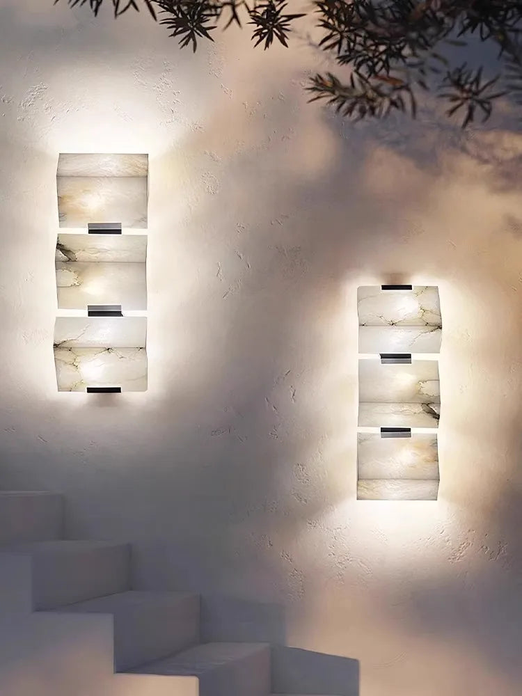 applique murale art deco marbre cube étanche pour intérieur et extérieur - vue 4 sur 12