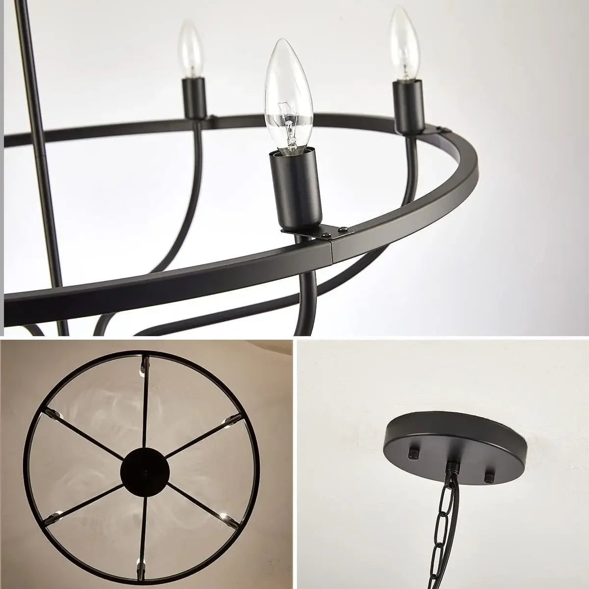 lustre suspension rétro led industriel anneau lumineux decorfixtures - vue 6 sur 12