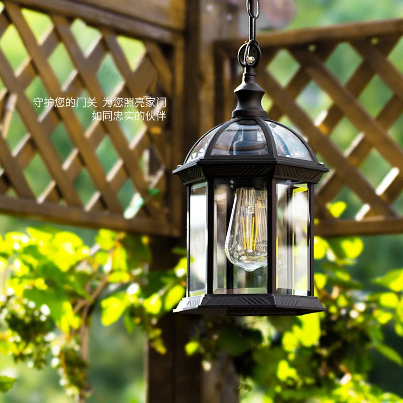 Lampe extérieure Suspension de jardin porte couloir balcon lampe suspendue lanterne étanche couloir allée cour plafonniers - vue 3 sur 10