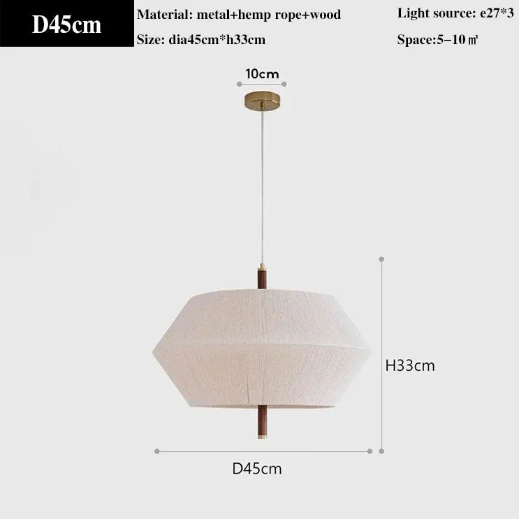 suspension décorative en tissu style japonais éclairage led élégant - vue 8 sur 9