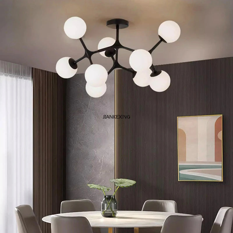 lustre suspension en boule de verre pour décoration maison - vue 3 sur 9