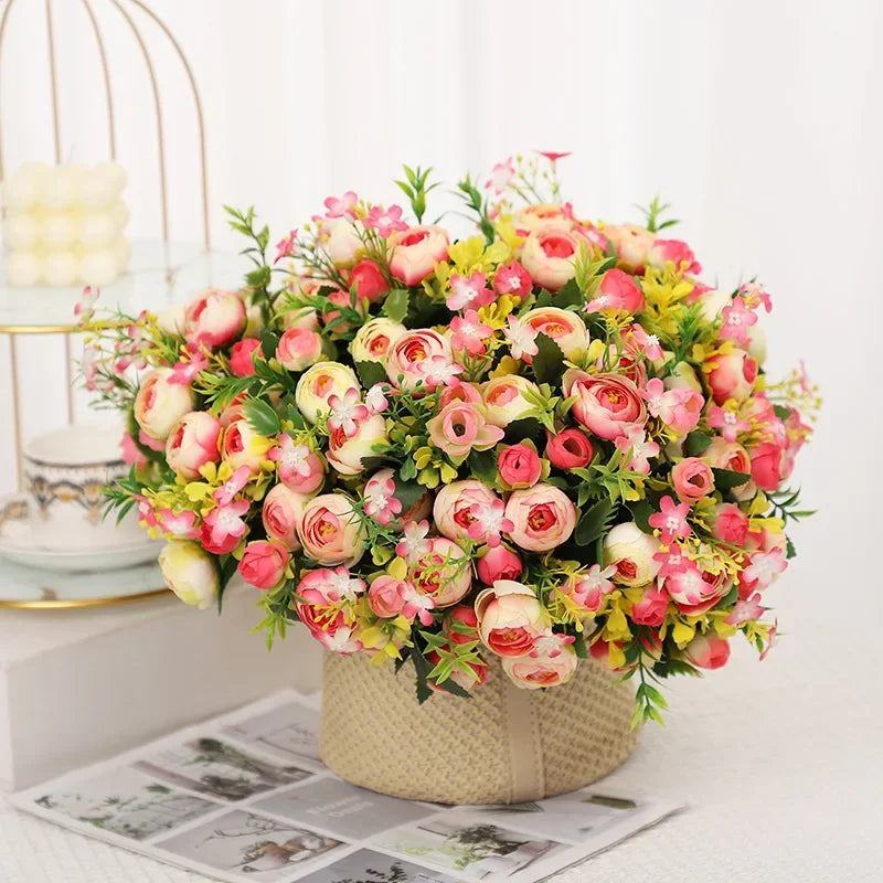 bouquet de roses artificielles en soie pour décoration élégante - vue 4 sur 10