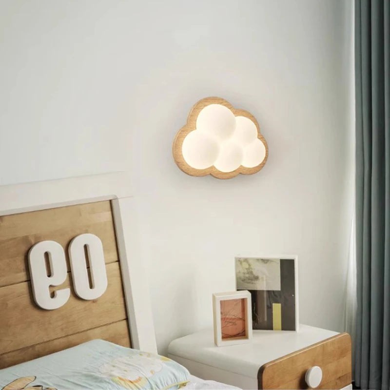 Wandleuchte aus Massivholz Wolke für Kinderzimmer - vue 3 sur 9