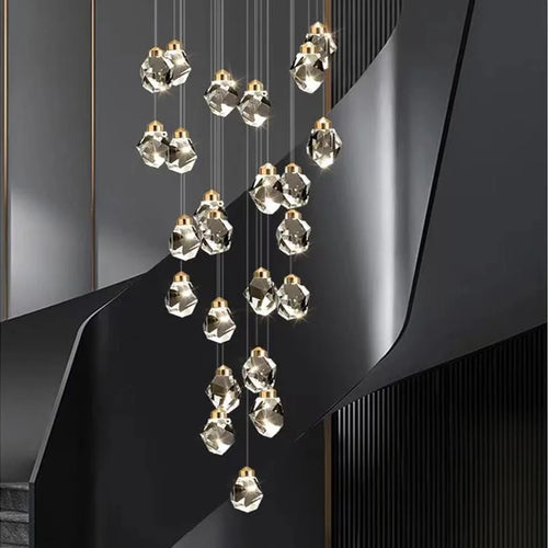 lustre en cristal led design en cuivre moderne et élégant