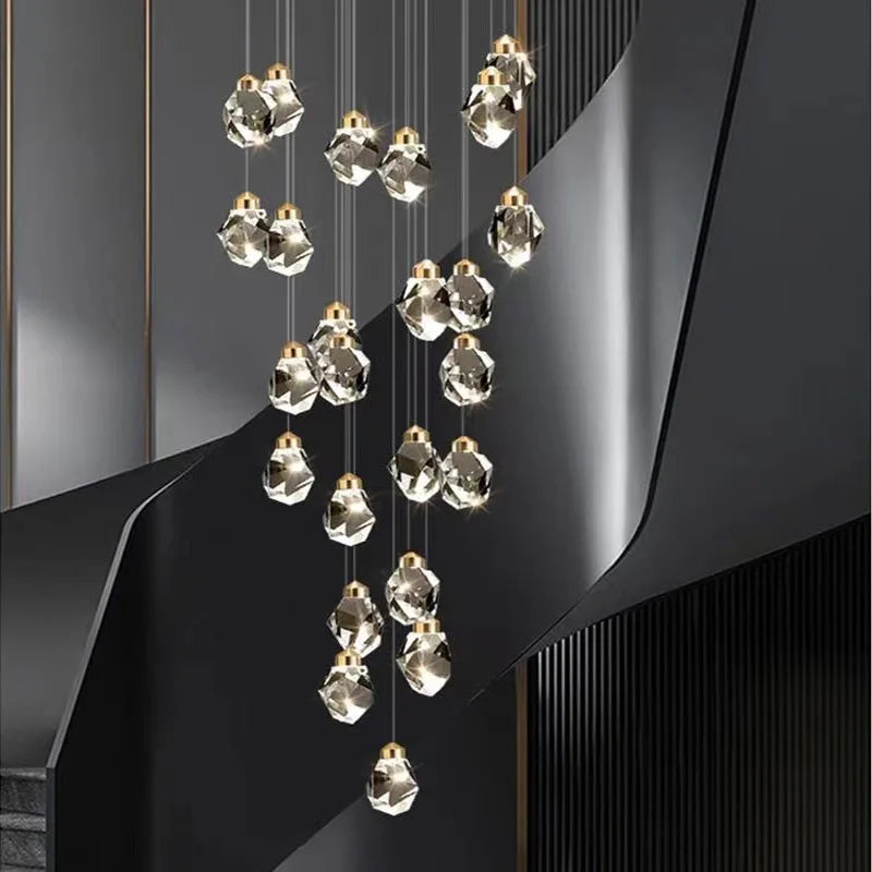 lustre en cristal led design en cuivre moderne et élégant - vue 2 sur 16
