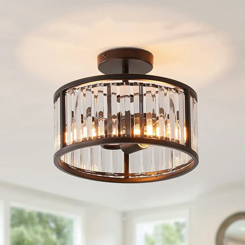 lustre vintage rond pour intérieur style loft moderne - vue 3 sur 9