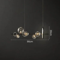 lustre moderne led avec boules de verre suspendues