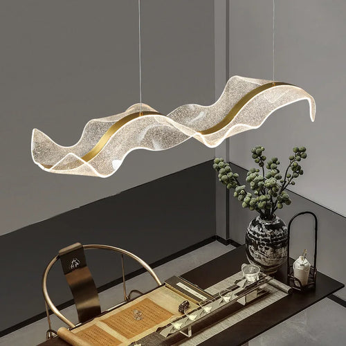 LED-Kronleuchter modernes Design für Innenräume höhenverstellbar aus transparentem Acryl - vue 3 sur 8