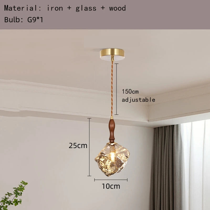Kronleuchter aus amberfarbenem Glas im Eisblock-Design für Restaurant und Bar