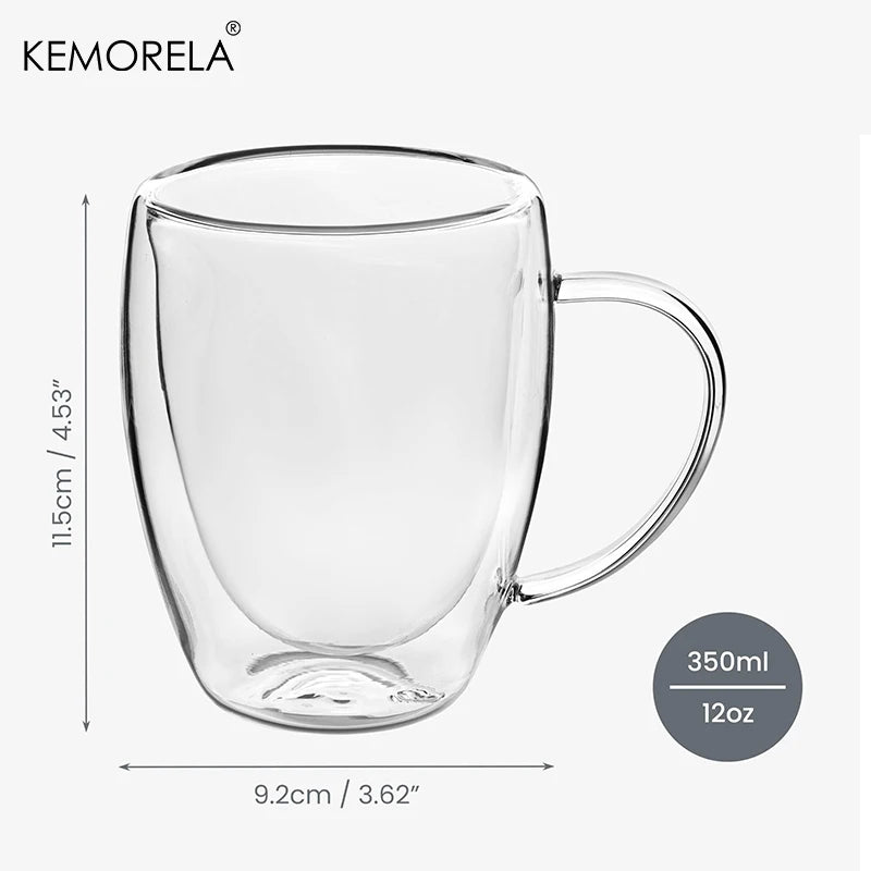 Lot tasses café double paroi verre anse 350ml - vue 7 sur 9