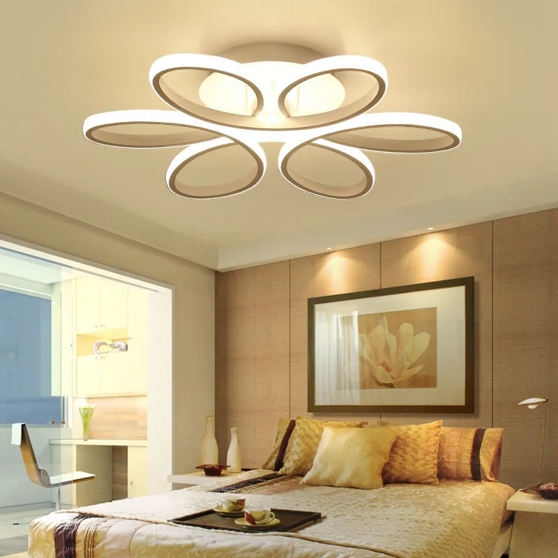 lustre moderne nordique led télécommande en forme de fleur - vue 4 sur 9
