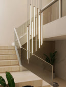 Nordischer Kronleuchter in Holzoptik, drehbar, minimalistisch, LED