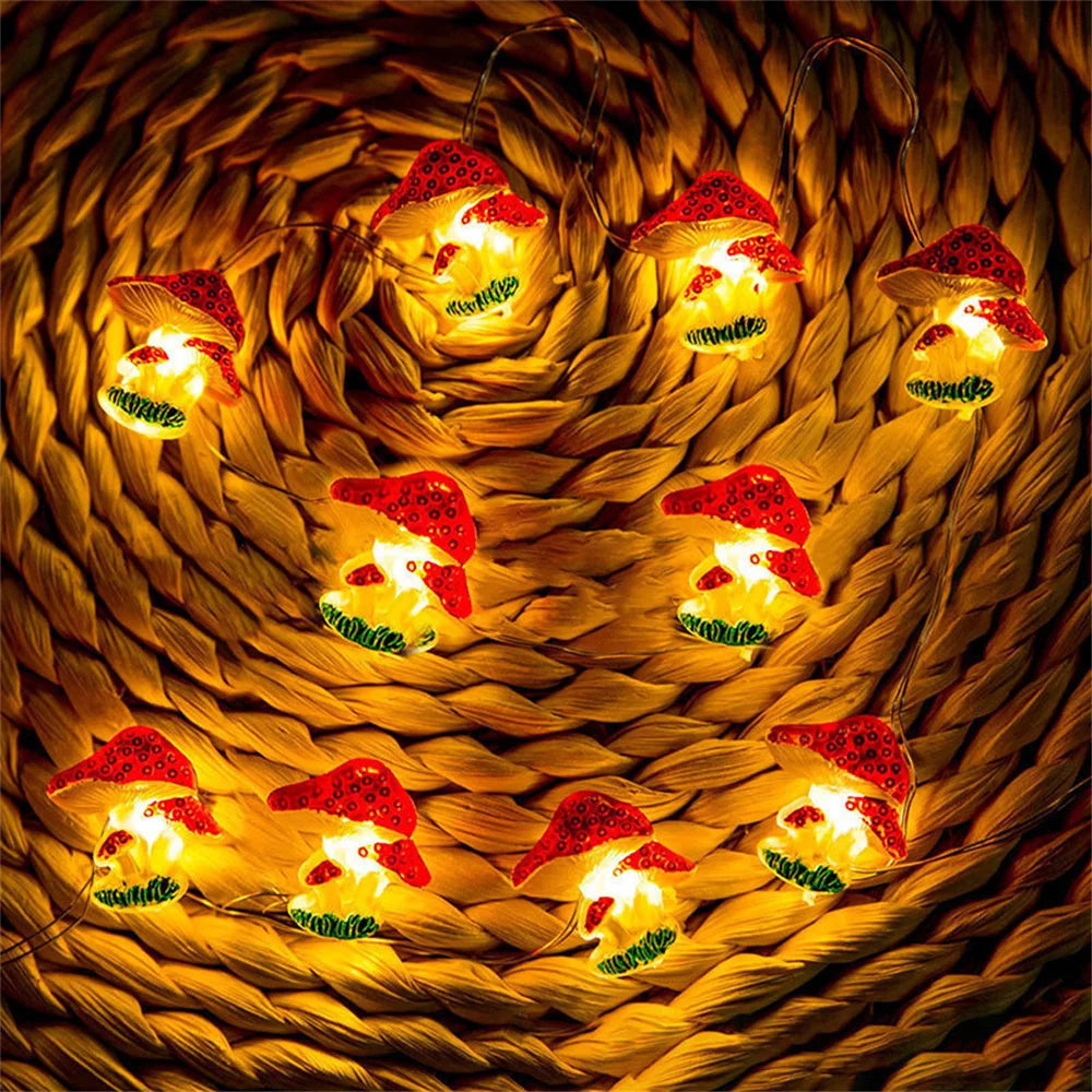 guirlande lumineuse champignon féerique en fil de cuivre à piles - vue 4 sur 6