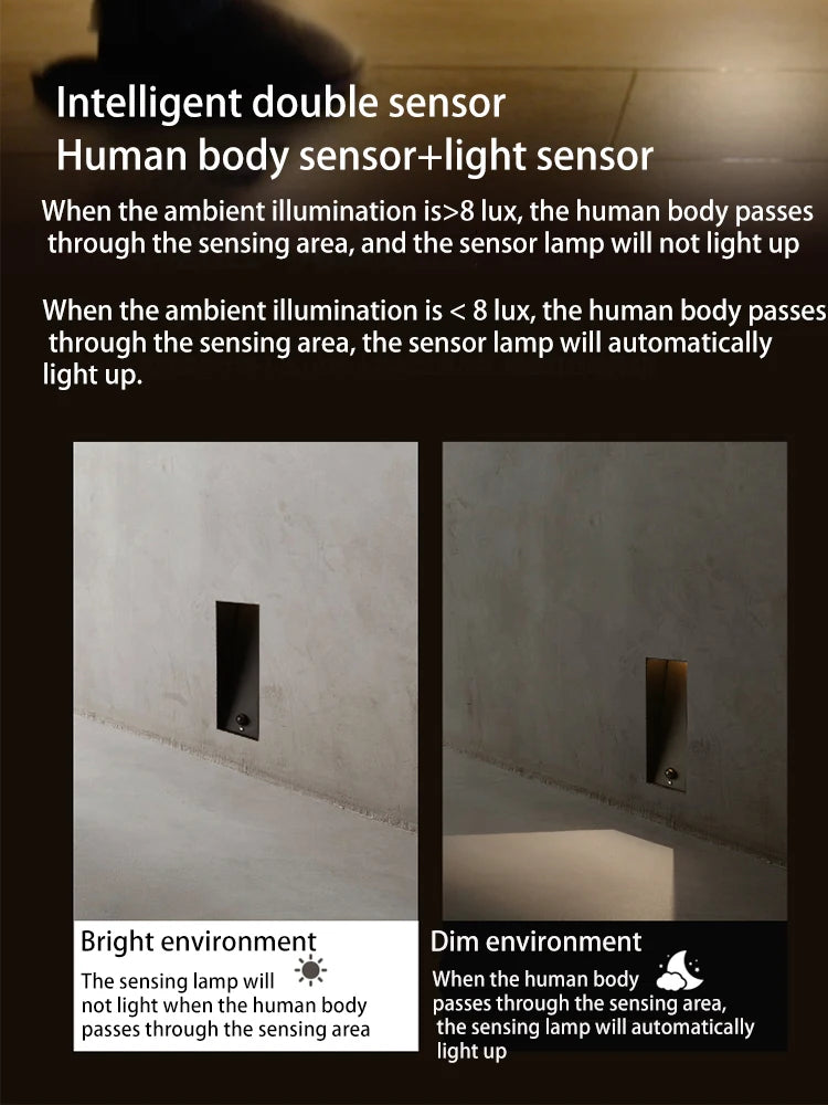 led capteur de pied lampe d'escalier en aluminium lumière souterraine - vue 5 sur 13