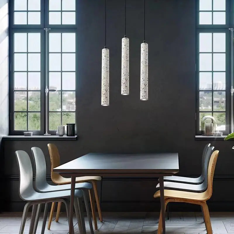 Suspension LED nordique industriel géomantique Terrazzo créatif Restaurant Bar café longue ciment - vue 6 sur 9