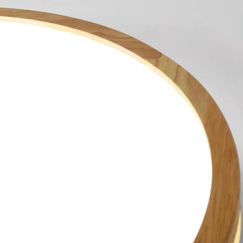 Plafonniers ronds en bois LED pour chambre salon salle à manger lampe suspendue Dimmable 	 Style