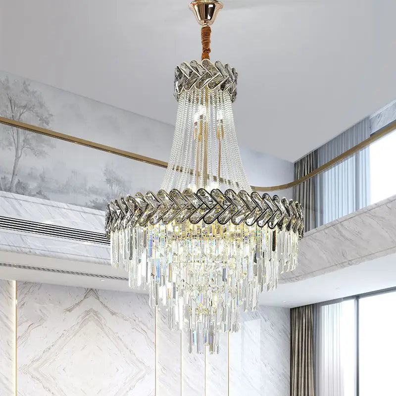 lustre led en cristal design moderne pour villa duplex - vue 5 sur 14