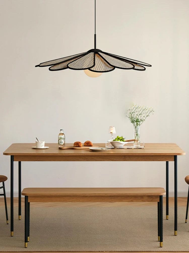 lustre créatif en rotin style japonais pour intérieur moderne - vue 5 sur 8