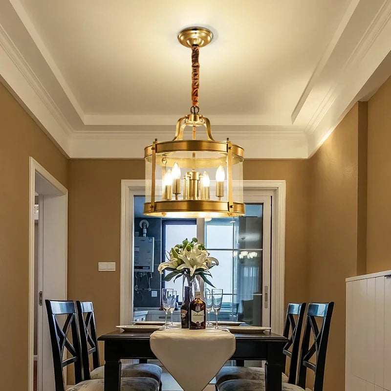 lustre moderne en cuivre doré style européen pour intérieur luxueux - vue 3 sur 7