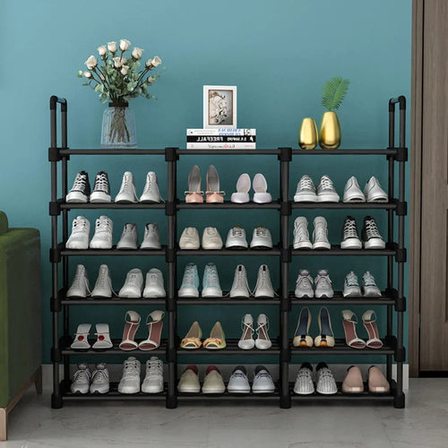 étagère à chaussures multicouche gain de place en métal - vue 3 sur 11