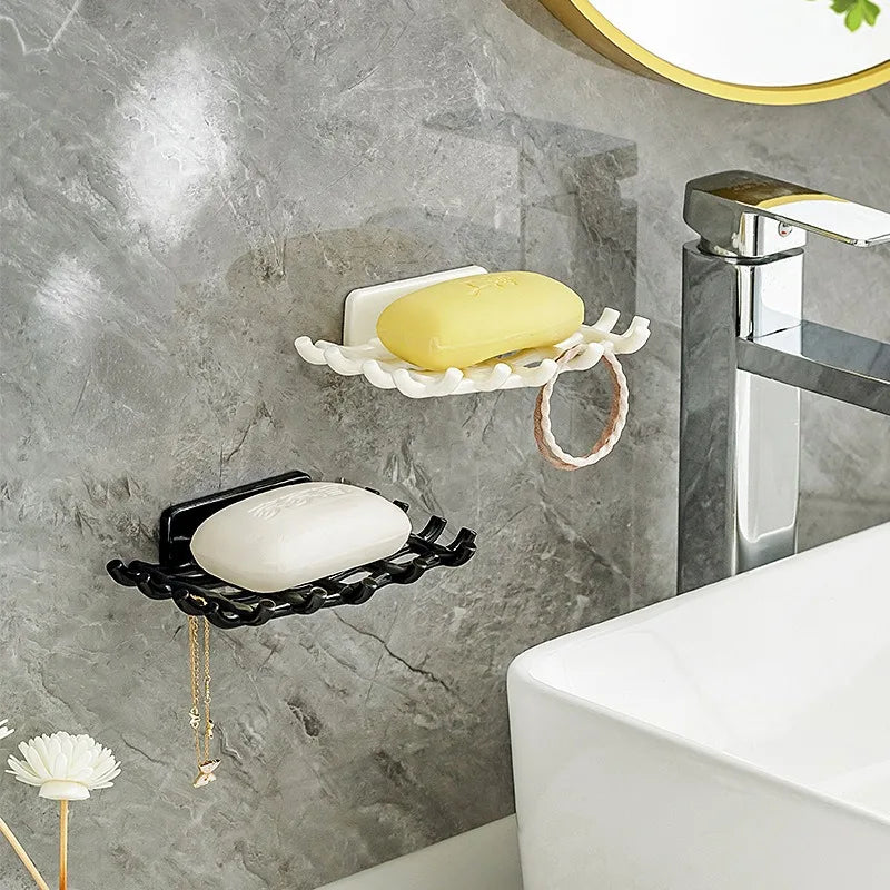 porte-savon mural auto-adhésif sans perforation pour salle de bain - vue 4 sur 8