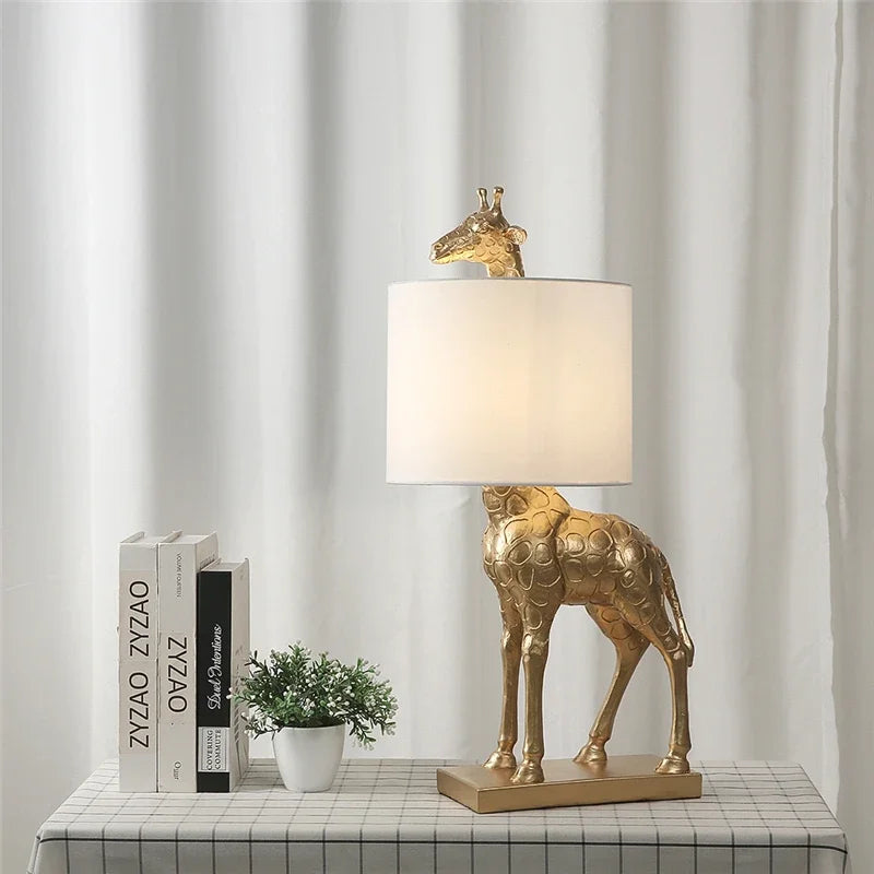 lampe de bureau design moderne girafe en résine éclairage créatif - vue 4 sur 8