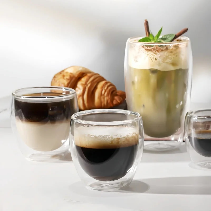 Tasse verre double paroi striée isolante café whisky