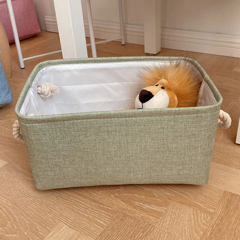 boîte de rangement en lin pour vêtements et jouets divers - vue 9 sur 12
