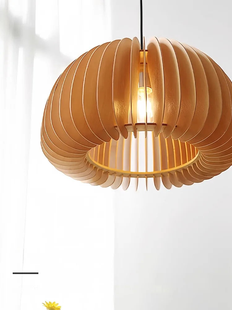 lustre en bois de style japonais rétro pour décoration créative - vue 6 sur 10