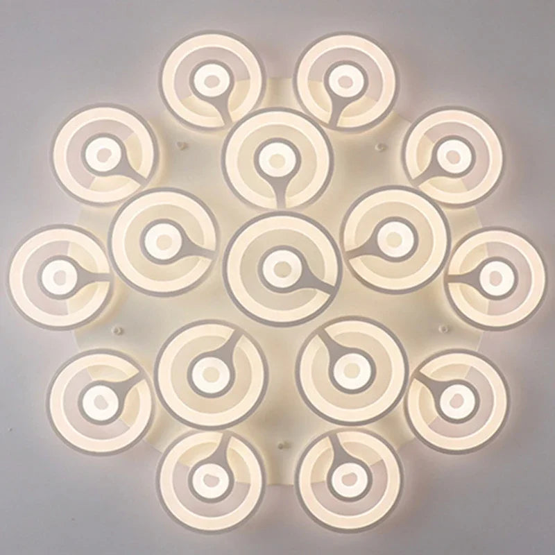 European New Multiple Heads Acrylic Led Ceiling Lamp For Bedroom Dining Room Round Iron Decoration Lighting chandeliers - vue 6 sur 10