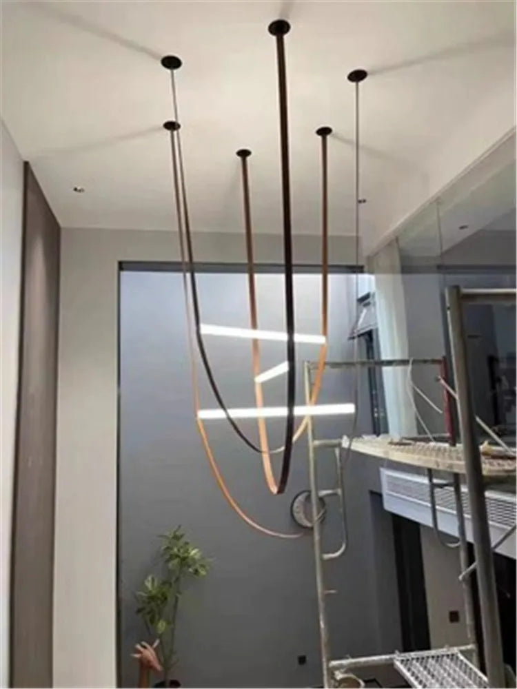 Kreative minimalistische LED-Pendelleuchte aus Glasröhren im postmodernen Stil - vue 4 sur 14