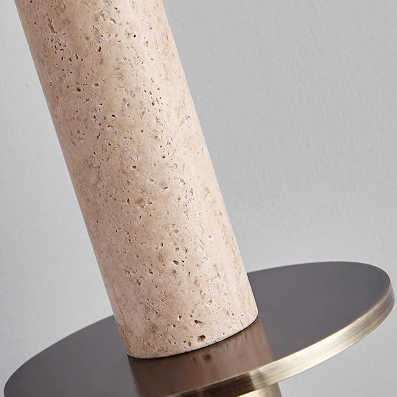 suspension cylindrique en marbre et métal doré pour intérieur moderne - vue 7 sur 7