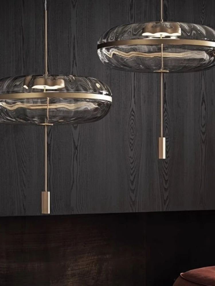 lustre circulaire en verre design nordique pour bar et restaurant - vue 5 sur 7