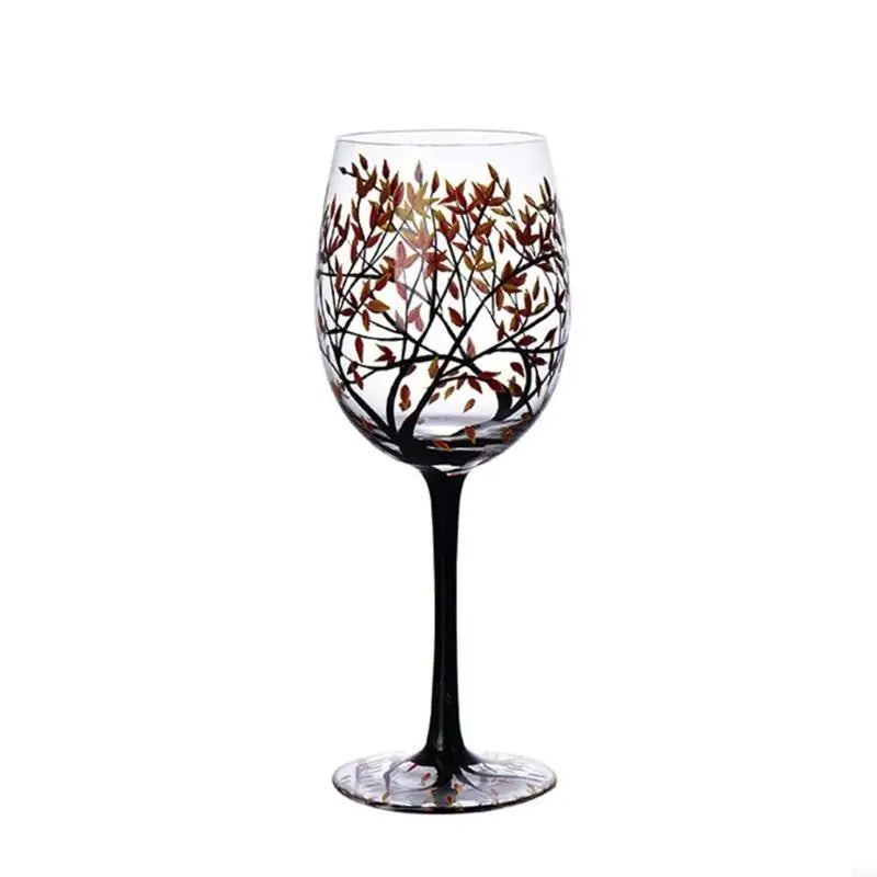 Verre à vin arbre quatre saisons peint main