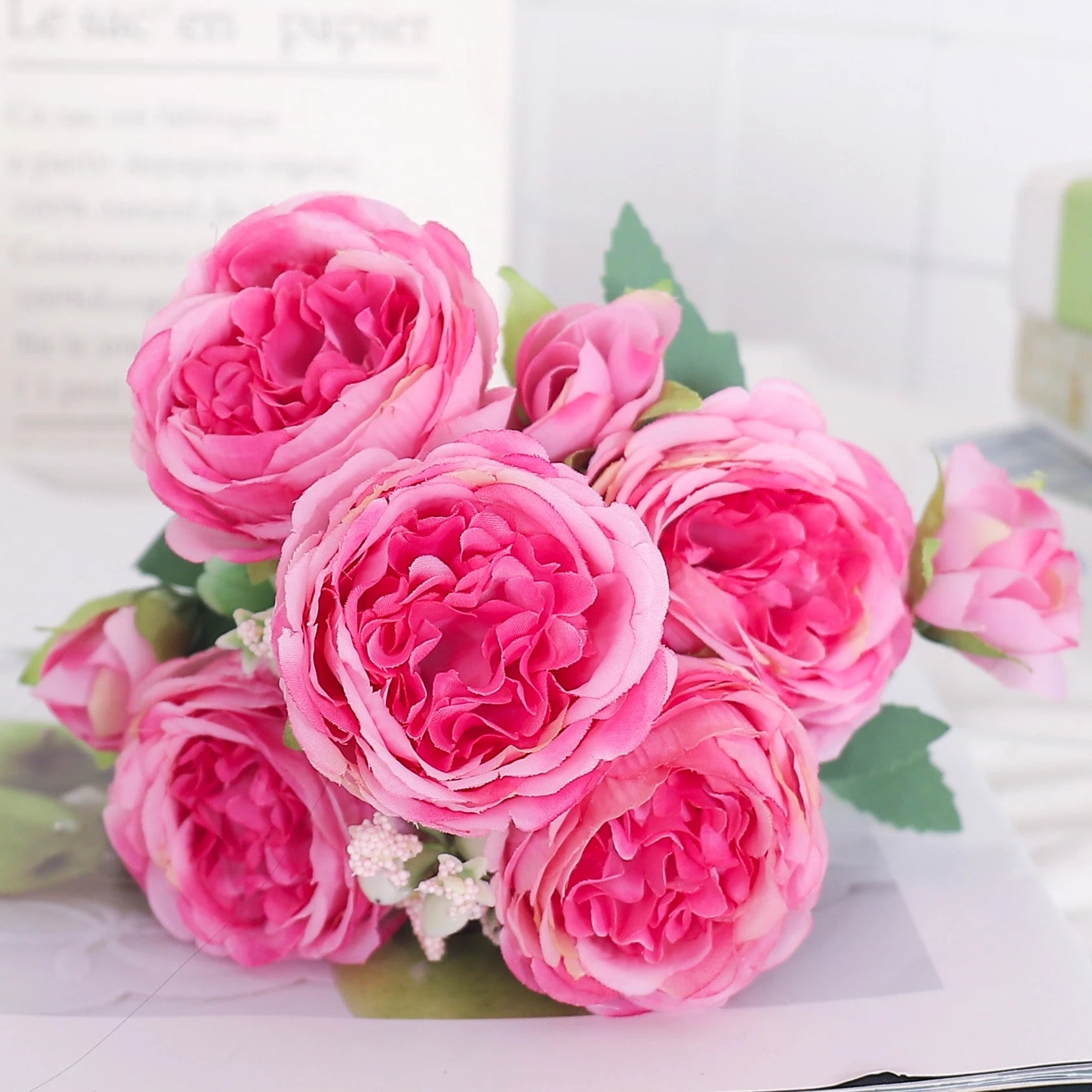 fleurs artificielles soie pivoine hortensia décoration mariage bouquet - vue 15 sur 40