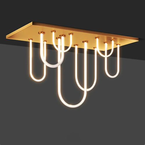 lustre rectangulaire en acier inoxydable à intensité variable - vue 7 sur 11